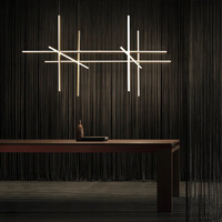 Ensemble de lustres en aluminium réglables en hauteur de style italien, commande intelligente, finition cuivre/noir pour salon, éclairage de salle à manger