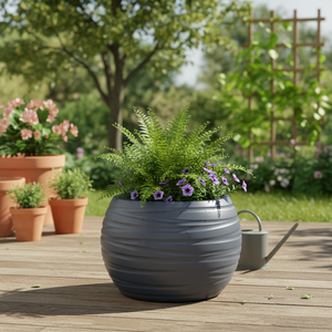 Jardinière ronde avec réservoir de 36L. Labyrinthe en plastique de couleur anthracite. 43,6 (longueur) x 43,6 (largeur) x 29,9 (hauteur) cm - Product Image 3