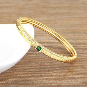 Trendy Delicate Unisex 18K Gold Plated Hypoallergenic Zircon Geometric Clasp HR Bangle Birthday Gift - Product Image 2