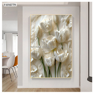 Cuadro de Porcelana con Flores Abstractas de Lujo Ligero para Sala de Estar, Arte de Pared Moderno para el Hogar, Panel Decorativo de Pared 3D - Product Image 3