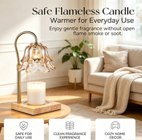 Lampe chauffe-bougie électrique dorée avec minuterie et variateur d'intensité, cadeau pour femme, pour faire fondre la cire