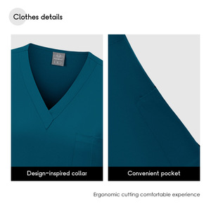 Surgical <b>Scrub</b> <b>Set</b> Unisex V-Neck Top And Pants Moisture Wicking For Hospital Clinic Workwear - Product Image 3