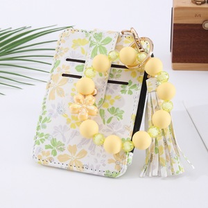 2026 Stock Floral Card <strong>Bag</strong> Silicone Beads Keychain Pu Leather Car <strong>Key</strong> Holder Wallet Keychain Bracelet Wristlet <strong>Key</strong> <strong>Ring</strong> Card <strong>Bag</strong> - Product Image 3