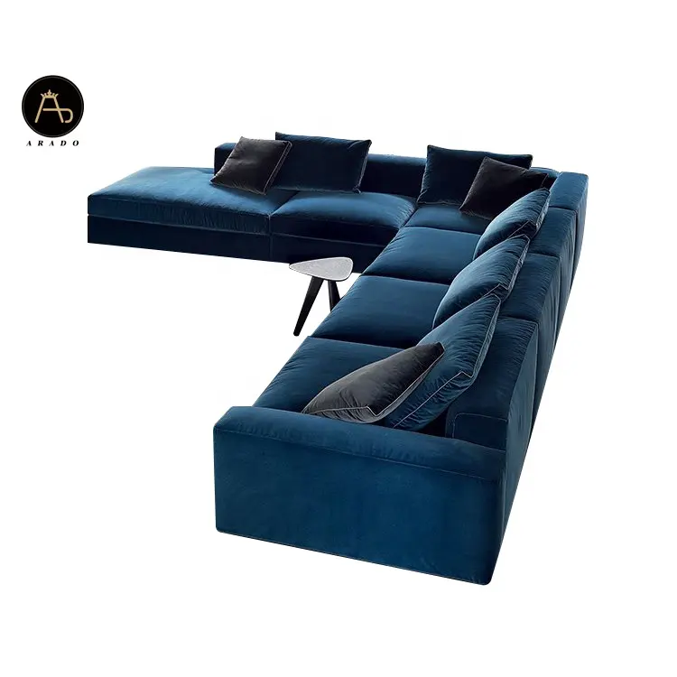 Italienisches Designer-Sofa Wohnzimmer-Set für Wohn möbel moderne Couch und Sofa Stoff Salas bequeme Holz L-förmige Sofa garnitur