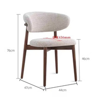 Chaise de salle à manger en bois massif au design nordique moderne, rembourrée en tissu, idéale pour restaurant, bar/cuisine domestique et hôtel.