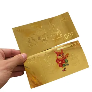 Wholesale price China zodiac cute rabbit 100 bill 24k gold plated foil banknote