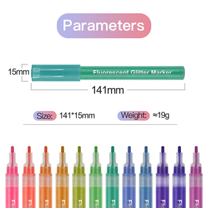 Nieuwe Populaire 12 Kleuren Fluorescerende Glitter Markeerstift Met Fijne Tip Praktisch Voor Student Tekenen En Kunst Journaling - Product Image 3