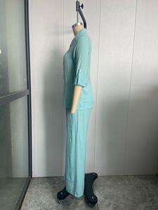 Ensemble chemise <span class=keywords><strong>et</strong></span> pantalon pour femme Yuhong 100% lin, 2 pièces, produits très vendus, printemps-automne, <span class=keywords><strong>vêtements</strong></span> décontractés urbains, grandes tailles - Product Image 4