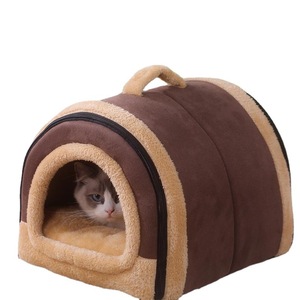Maison pour chat ronde et chaude en éponge de couleur unie pour usage intérieur - Product Image 5
