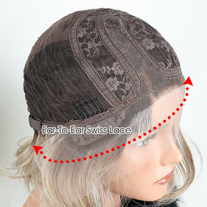 Julianna Vente en gros Futura Fiber Style Elowen Haute qualité Bouclés Highlight Blonde Cheveux synthétiques HD Lace Front Court Bob Perruque - Product Image 5