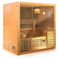 Ruang Sauna Uap Kayu Solid Modern Berkualitas Tinggi untuk 4 Orang, Terbuat dari 100% Kayu Hemlock Kanada Impor Bentuk Sudut