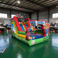 Châteaux gonflables commerciaux d'extérieur pour usage humide et sec, avec toboggan à thème dessin animé pour enfants, toboggan aquatique Patrouille Canine, châteaux gonflables avec toboggan à vendre