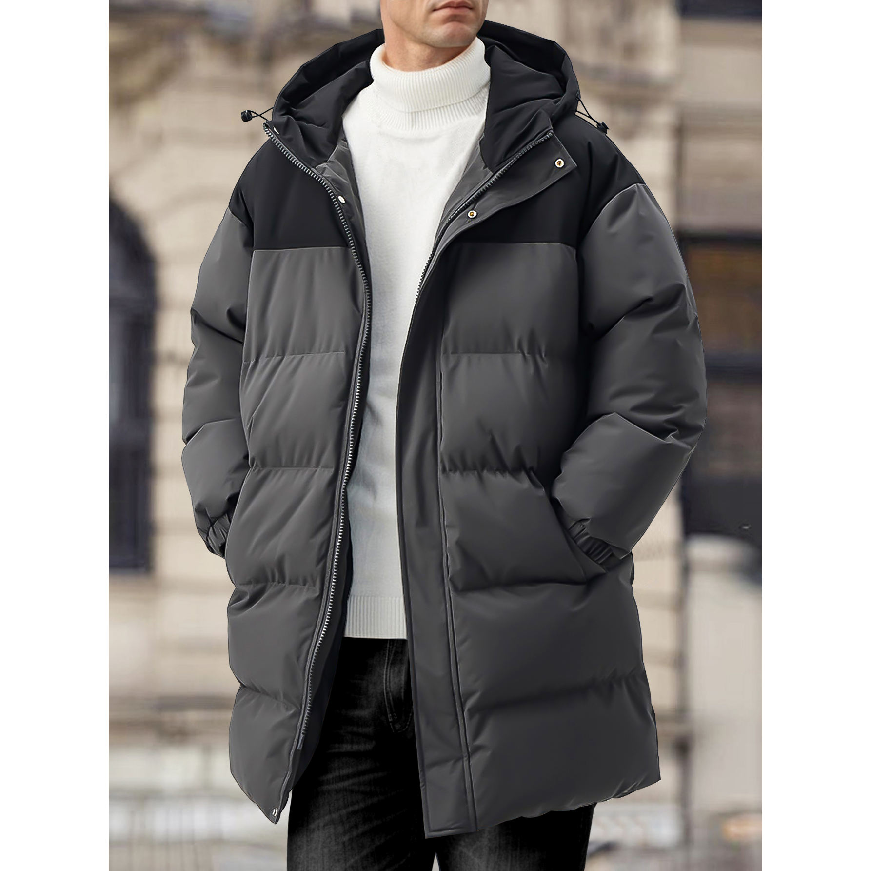 Men Long Winter Coats Warm Water Resistant Puffy Hooded Windbreaker Long  Puffer Jacket Mens Insulated Thicken Jackets With Hood