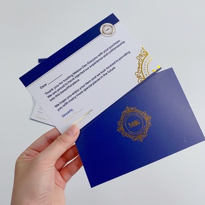 Tarjetas de Agradecimiento Azul Marino con Cresta en Dorado - Tarjetas de Felicitación de Lujo para Joyería y Marcas de Lujo - Product Image 1