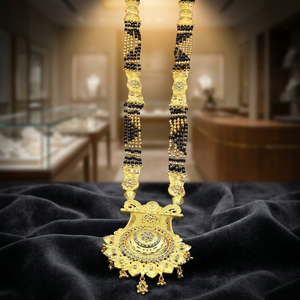 Wholesale 24K Micro Gold AD Stone Long Mangalsutra With Big Pendant, Fashion AD Mangalsutra, Traditional Wedding AD Mangalsutra. - Product Image 4