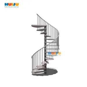 HJ Decorative Escalera Modern Curvered Staircase Zig Zag Shape Artificial Stone Tread Circular Stairs For Villa