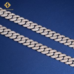 Nuevo Producto de Moda, Cadena de Plata de Ley 925, Cadena Cubana con Eslabones de 12 mm, Moissanita VVS, Joyería Hip Hop con Incrustaciones de Diamantes, Certificado GRA - Product Image 6