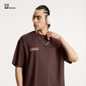 ShanXuan, Camiseta lisa de algodón 100% de gama alta para hombre, 180gsm, peso ligero, impresión bajo demanda, corte POD, coser, <span class=keywords><strong>calle</strong></span> alta, sólido, largo - Product Image 1