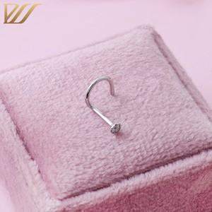 2025 moda cuerpo joyería <span class=keywords><strong>decoración</strong></span> 14K oro blanco moissanita joyería diamante redondo nariz anillos y tachuelas - Product Image 3