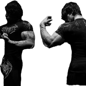 2026 Cross-border Devil Line Draft Spider Front Printed 180g Knitted Breathable Fast Dry Vintage Short Sleeve Summer Men's - Product Image 1