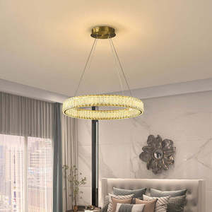 <b>Crystal</b> Circle <b>Chandeliers</b> Dining Room Living Room Simple Ring Shape Pendant Lights - Product Image 2