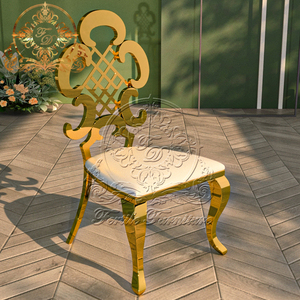 Haute qualité or dossier haut chaise en acier inoxydable Banquet blanc en cuir hôtel événement chaise de mariage - Product Image 2