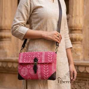Handcrafted <b>Red</b> Block Print Sling Bag Ethnic Fabric Crossbody <b>Purse</b> with Detachable Strap Bulk Export India - Product Image 6