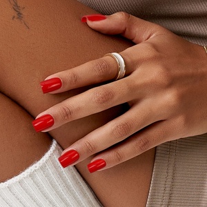 BTArtbox Faux Ongles Artificiels Courts Carrés en Gel Souple Rouge Uni pour l'Été, Kits de Press-on en Gros - Product Image 1