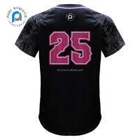 Maillot de baseball pour hommes Pure for Men's, motif ruban rose de sensibilisation au cancer du sein, pour softball, noir, avec maillots de baseball noirs