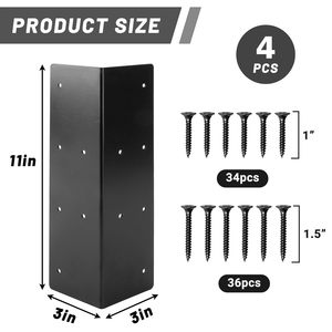 Support d'extension d'angle en acier inoxydable pour pergola 4x4 jardin extérieur Installation facile <span class=keywords><strong>Kit</strong></span> de support polyvalent - Product Image 4