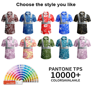 Tùy chỉnh Hawaii Aloha In Khả năng hiển thị cao Áo Sơ Mi Flora Tribal Phản Quang An Toàn Đầy Đủ Nút Băng Hi VIS Áo Sơ Mi - Product Image 4