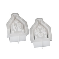 DM1133 formes d'amour et de colombes maison évidée moules à bougies en Silicone porte-bougie en béton faisant pour les décorations de chambre artisanat d'art
