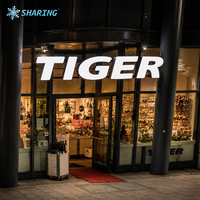 Enseigne lumineuse LED 3D personnalisée en acrylique rouge pour extérieur, à monter sur poteau, pour devanture de magasin de détail