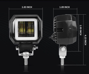 Faro da Lavoro LED Hexing IP67 Impermeabile 12V 3 Pollici 20W con Anello Luminoso DRL Bianco Blu Rosso, Faro Antinebbia Universale - Product Image 5