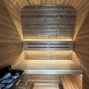 Mini sauna en cèdre rouge, sauna à vapeur moderne pour appartement, cabine sauna pour 1 personne avec tabouret en bois - Product Image 5