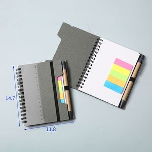Wholesale Custom Logo <b>Mini</b> <b>Notebook</b> with Spiral Binding Kraft Paper Cover and Memo Sticky Notepad Includes Pen - Product Image 6