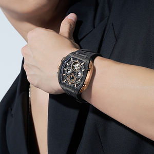 부가티 정품 남성용 비즈니스 시계, 남성용 럭셔리 오토매틱 기계식 시계, 뚜르비옹 야광 날짜 표시 배럴 다이얼 - Product Image 5