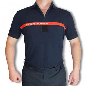 <span class=keywords><strong>Polo</strong></span> pour Pompiers en Coton 100 % 240 g/m² avec Logo Brodé Personnalisé, Uniforme de Sécurité, Bleu Marine avec Poche Stylo - Product Image 1