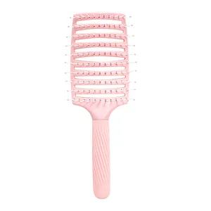 Factory Direct Sales Dry Hair Brushes Plastic Anti-Static Comb Curved Detangling Vent Hair Brush With Silicone Handle