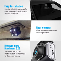 Caméra embarquée vidéo 3 caméras avant 1080P, enregistrement en boucle, DVR de voiture, écran IPS 2 pouces, boîte noire, Wi-Fi intégré pour contrôle via application
