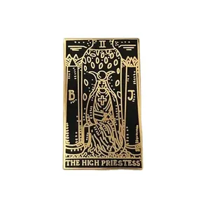 Presente personalizado Lapela Pin Tarot Quadrado Broche Redondo Gold Metal Badge Divination Card Logo Nenhum MOQ Personalizado Soft Hard Esmalte Pinos