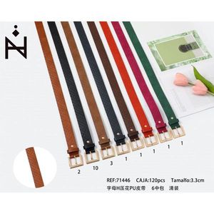 Cintura in similpelle goffrata H PU, larghezza 3,3 cm, accessorio moda per donna e uomo - Product Image 3