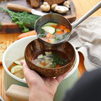 Bol de coquille de noix de coco naturel vide smoothie salade d'acai bol de bouddha en bois pour cadeaux végétaliens décor de cuisine