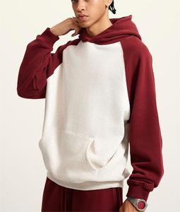 Quá Khổ Raglan tay Áo Hoodie chất lượng tốt nhất cổ điển Raglan hoodie áo thun tùy chỉnh nam hai tông màu khối áo trống - Product Image 2
