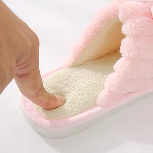 Chaussons d'intérieur confortables et doux pour femmes, automne-hiver, à talon haut, imitation fourrure de lapin, semelle épaisse en EVA, pour sols en bois - Vente en gros - Product Image 3