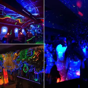 9pcs*3W Led Black Wall Washer Light Plug Switch UV Stage Lighting Party Club Disco Body Paint Blacklight Led