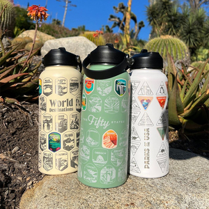Stainless Steel Insulated Water Bottle with Handle and Lid 32 oz Thermos Waterproof Stickers National Park Vacuum <b>Flask</b> - Product Image 1