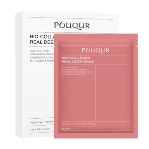 POUQUR Nueva Mascarilla Facial de Hidrogel de Colágeno <span class=keywords><strong>Bio</strong></span> Orgánico para Piel Sensible y Seca, Hidratación Profunda Real, Minimiza las Imperfecciones, con Niacinamida - Product Image 1