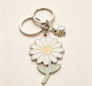 Enamel <b>Bee</b> Flower Keychain Metal Key Ring Alloy Bag Charm Pendant <b>Gift</b> Accessory - Product Image 4