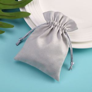 Lot de sacs en velours gris pour bijoux, pochettes en flanelle pour emballage de rouge à lèvres, petites pochettes à cordon - Product Image 6